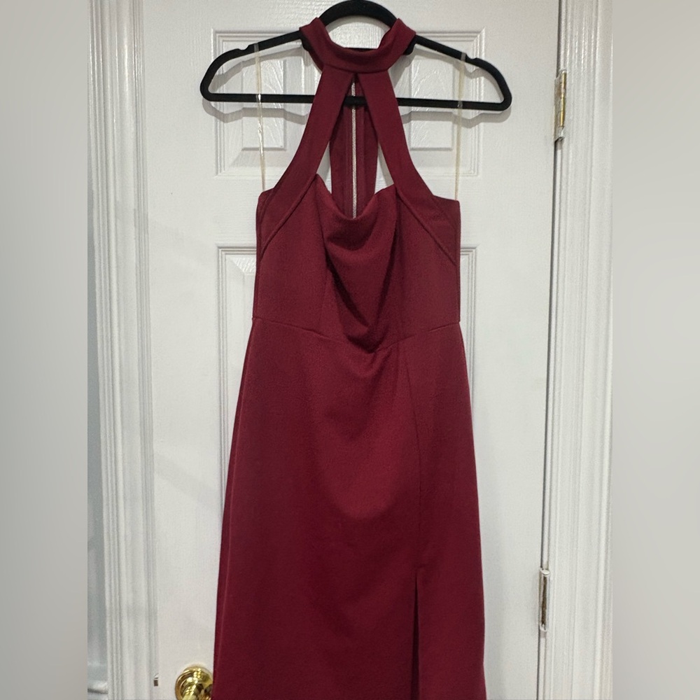 Elegant Burgundy Halter Dress